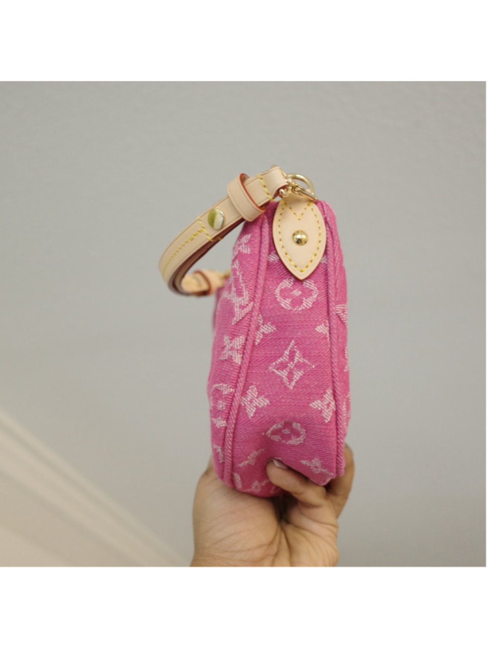 Louis Vuitton Pochette Valley Pink Fuschia Denim EXCELLENT - Picture 5 of 16